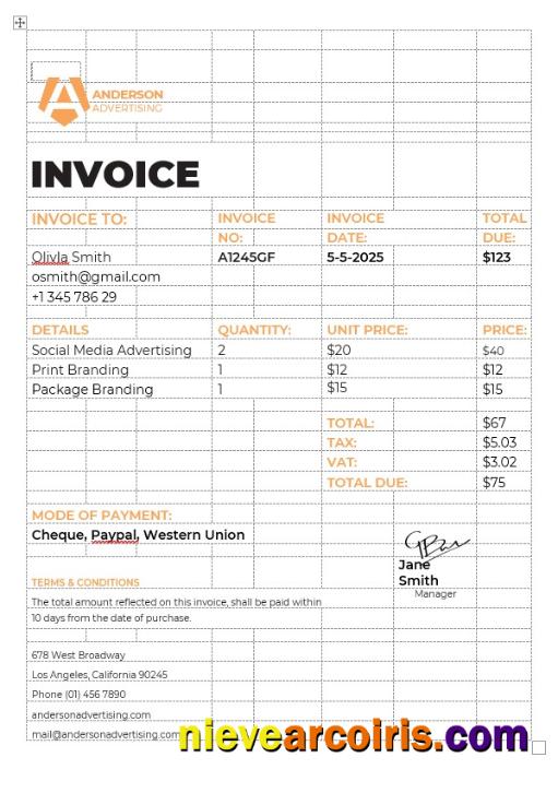 Advertising agency Invoice